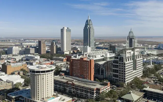 Mobile skyline viewed from the west, Alabama.